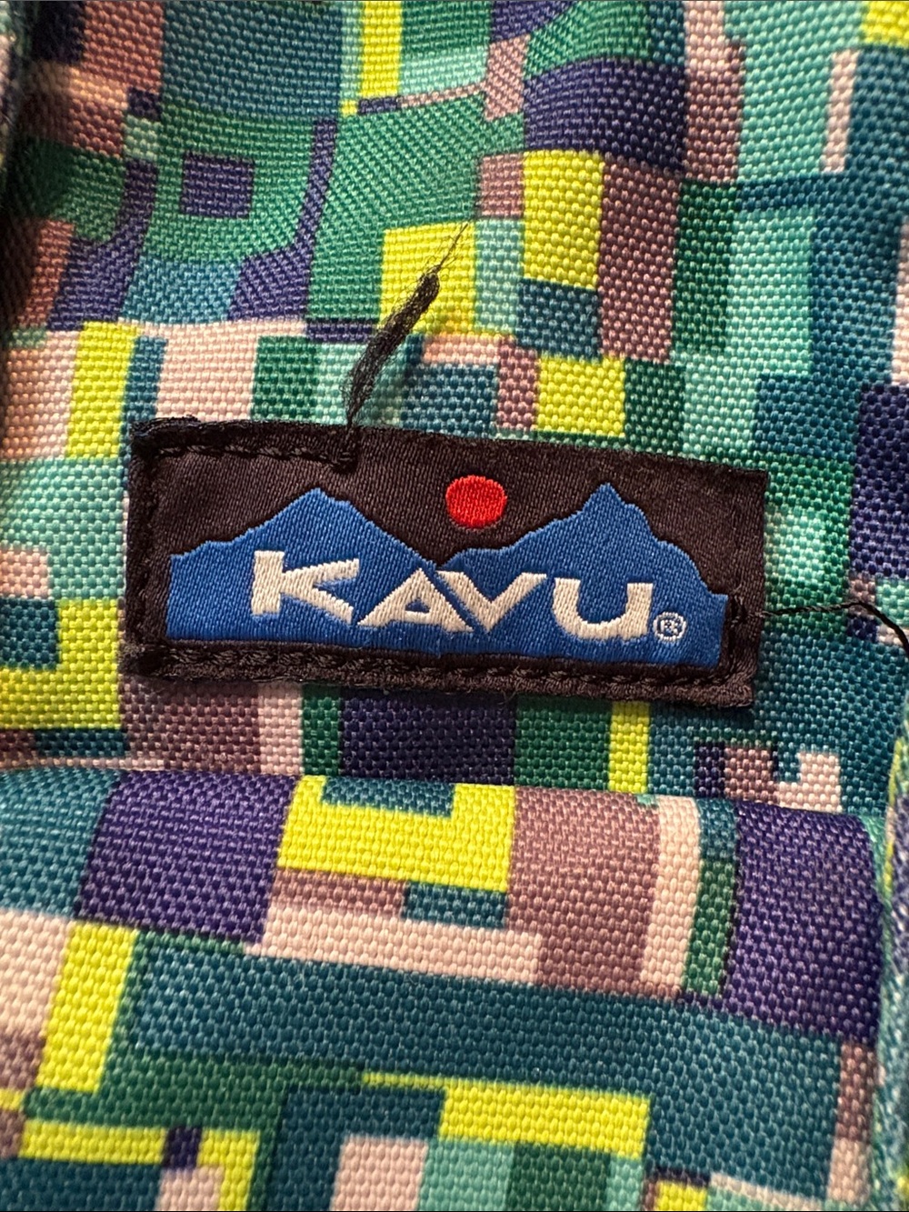 Kavu Patchwork Geo Sling in Navy, Green & Lime - Picture 2 of 4